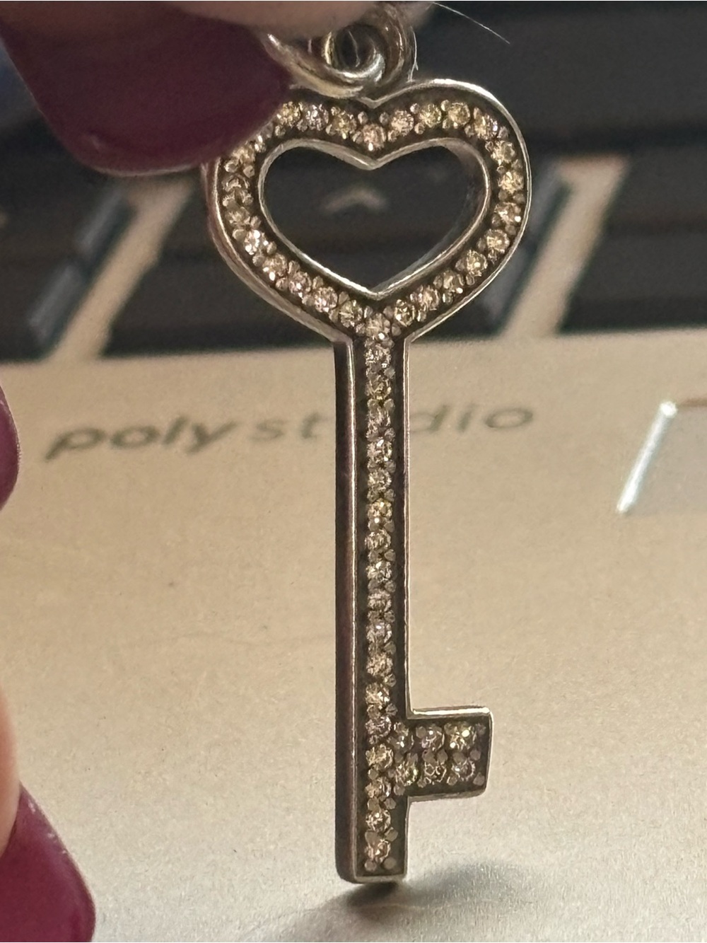 Pandora Pavé Heart Sterling Key Charm